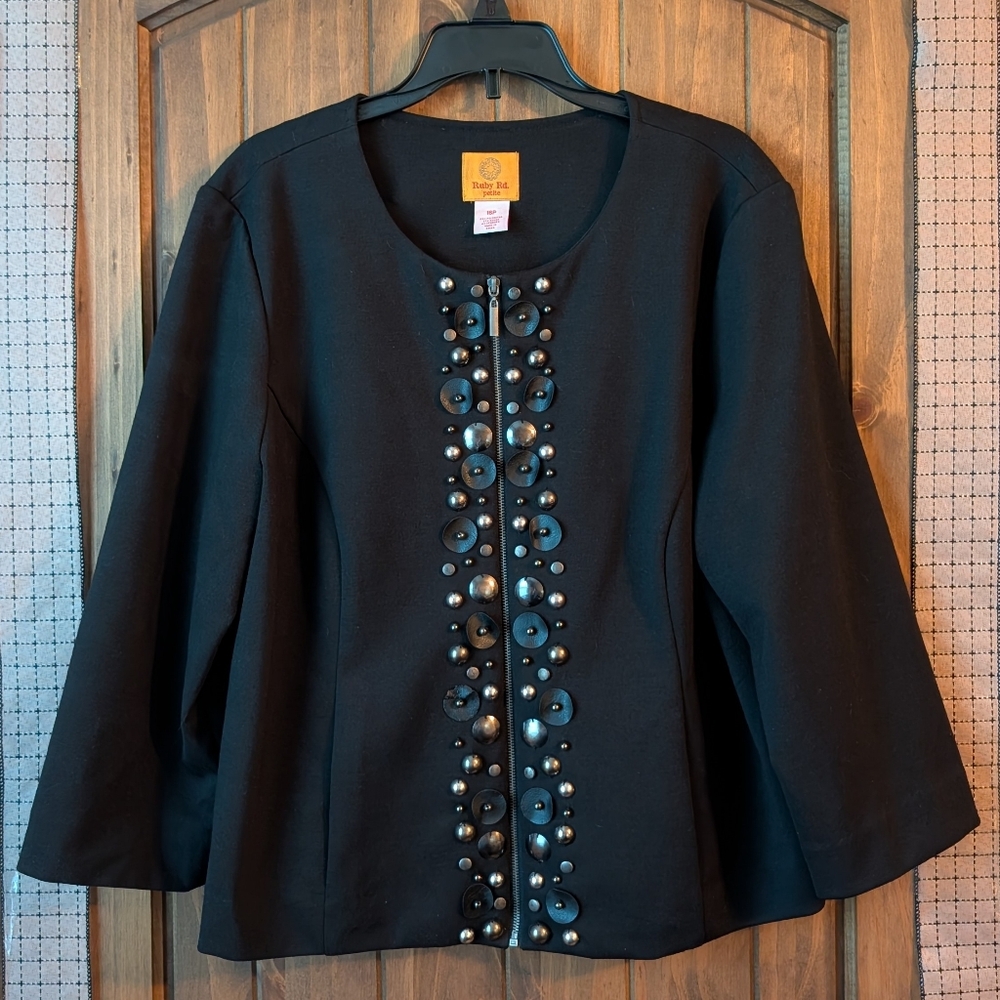 Ruby Rd Petite Black Embellished Jacket- Sz 16P